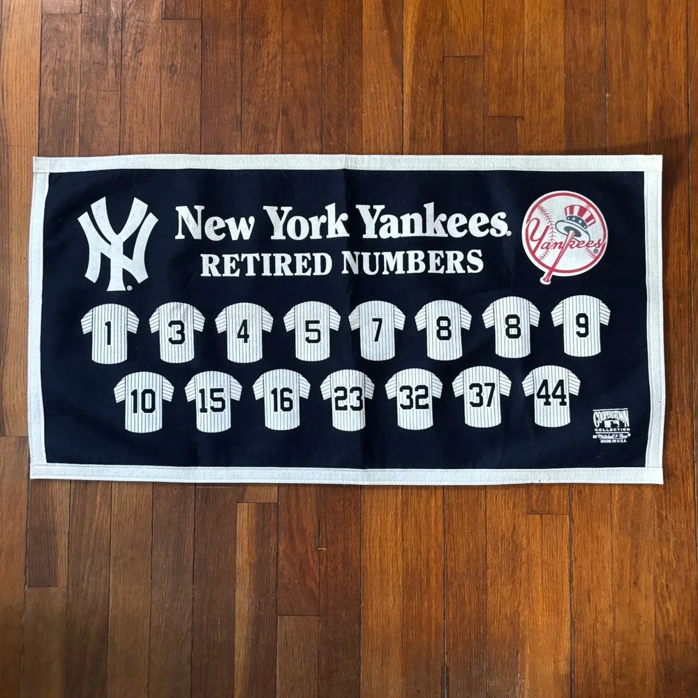 Mitchell & Ness New York Yankees Retired Numbers Wool Felt Banner Navy Blue USA